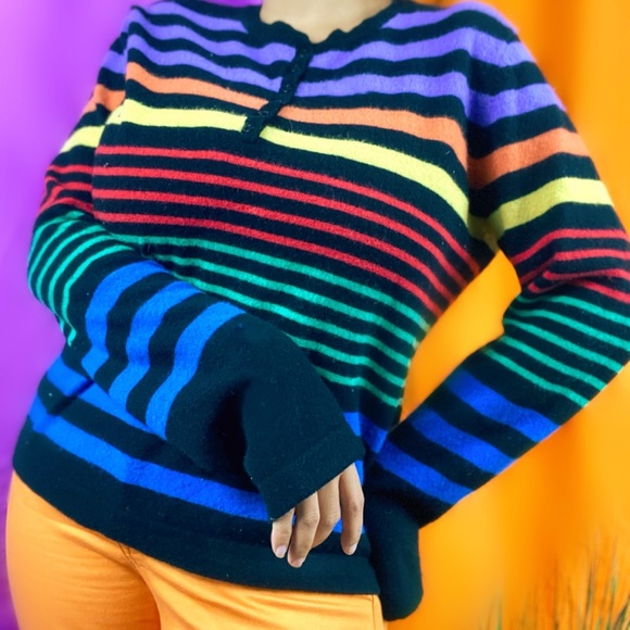 Vintage rainbow striped sweater size xl - Picture 2 of 3